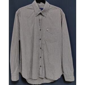 Peak Performance Name Sport Plaid Button-Up Shirt Gray Size L
